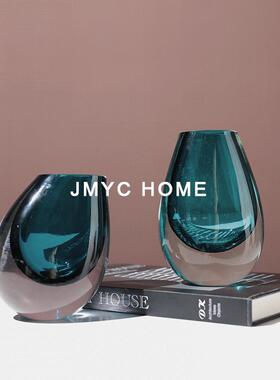 简约玻璃客厅茶几插花器摆件样板间餐厅吧台桌面插干花瓶软装饰品