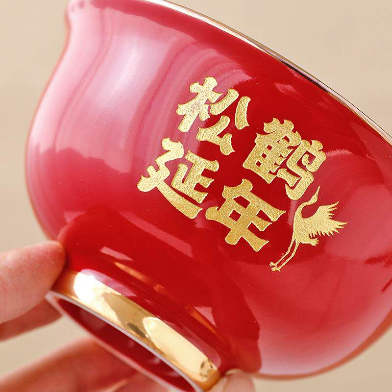 新款直销松鹤延年仪式感礼品碗筷餐具礼盒套装送长辈生日寿面碗饭