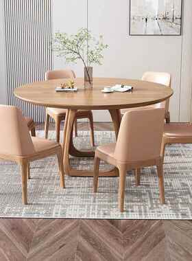 蜡木圆圆约桌高白端实木餐桌椅组合现代简餐厅吃饭2333#桌小户型