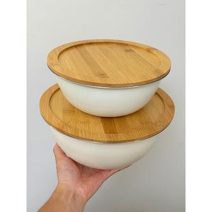 德国家竹木盖子·304不锈钢料理盆家用和面盆高颜值洗菜盆沥