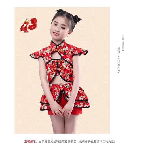 高档六童儿舞一蹈演出服时尚喜庆幼中国风复古灯笼鼓儿园舞台表演
