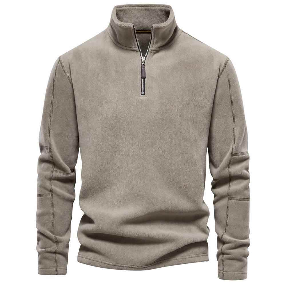 MAROLIO~出口北欧！高端羊羔毛立领卫衣男秋冬款保暖半拉炼抓绒衣