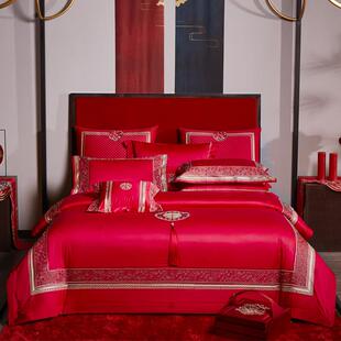 九喜狐婚DM1018庆家纺结床上用品中式 婚婚礼婚棉房布置喜件被红色