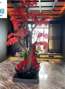 勺子水循环绿植沙盘酒店大堂大厅造景软装饰品艺术装置玻璃钢雕塑