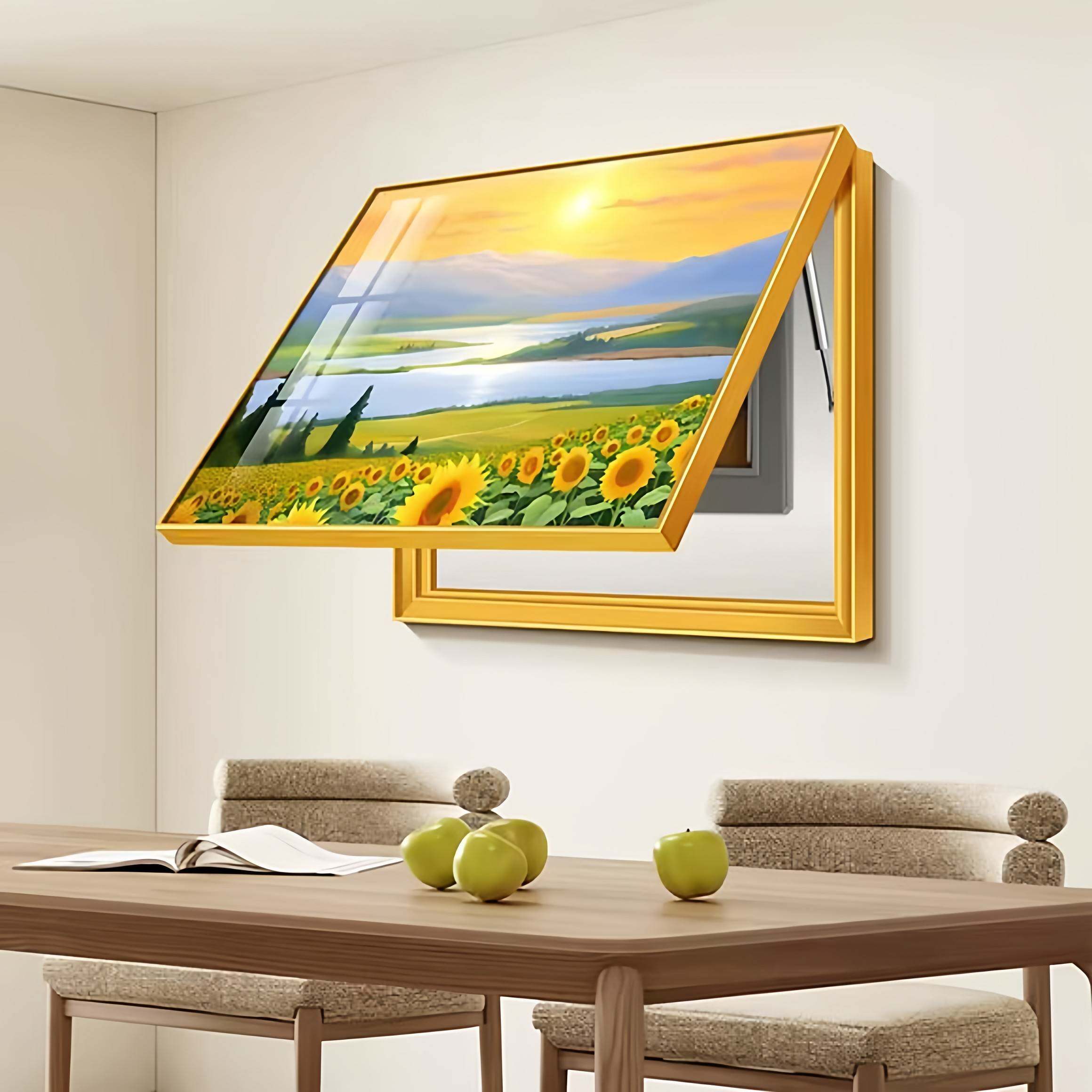 向日葵电表箱挂画现代简约家用遮挡餐厅电源开关盒田园风景装饰画