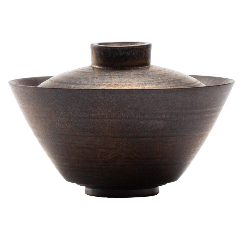 铁釉三才盖碗仿古陶瓷泡茶器日式手工不烫手功夫茶具茶碗