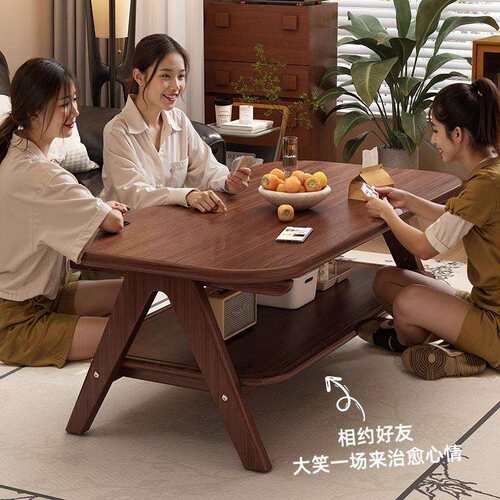 实木茶几客厅家用2025新款沙发边茶桌小户型精致茶台简易双层桌子