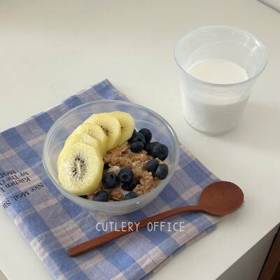 Cutlery丨异形手捏玻璃云雾玻璃餐具套装一人食麦片碗早餐碗家用