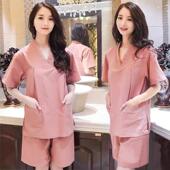 200斤加肥男 洗浴中心衣服全棉大尺码 汗蒸服女款 高档棉麻情侣套装