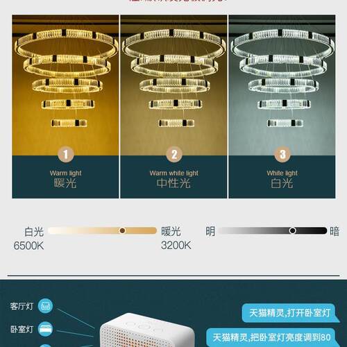 空中20919式楼客厅复大吊灯现代简约轻奢水晶吊圆形别墅loft新款