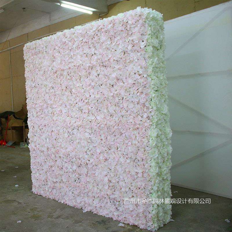 厂家热销仿真植物墙草坪室内外装饰立体墙绢布假花墙婚庆玫瑰花墙