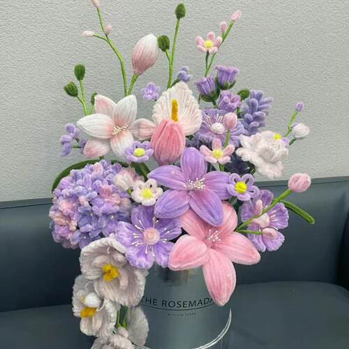 扭扭棒手工diy材料包花束超密全套抱抱桶玫瑰送女友闺蜜情人节520