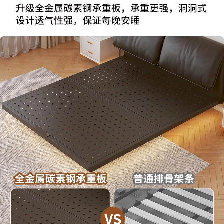 悬浮床艺无品牌/床榻榻悬空碳铁素钢架民米宿单人软包床卧室双人
