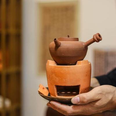古陶坊覆古迷你小炭炉红泥小火炉砂铫壶煮茶壶潮州工夫茶具风炉仔