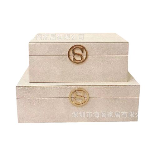 新中式首饰收纳盒轻奢家居红色+白色S扣装饰盒子软装饰品摆件