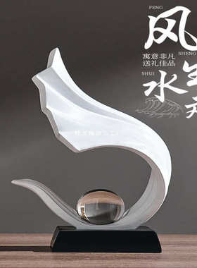 轻奢酒柜摆件电视柜艺术家居装饰品办公室风生水起客厅感酒柜摆件