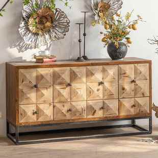 柜美式 乡村复古边柜餐民宿客厅沙发边入户门厅玄关木柜实储物2508