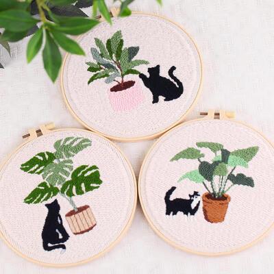 24新款手工刺绣diy戳戳绣材料包Punch Needle&Rug Punch冲针跨境