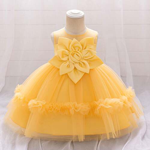 baby girls flower decor ruffle trim sweater dress long