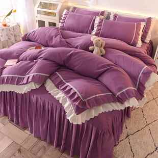 高档ins公被主床裙款四件套全棉纯棉少女心萌宠韩版套风上花边床