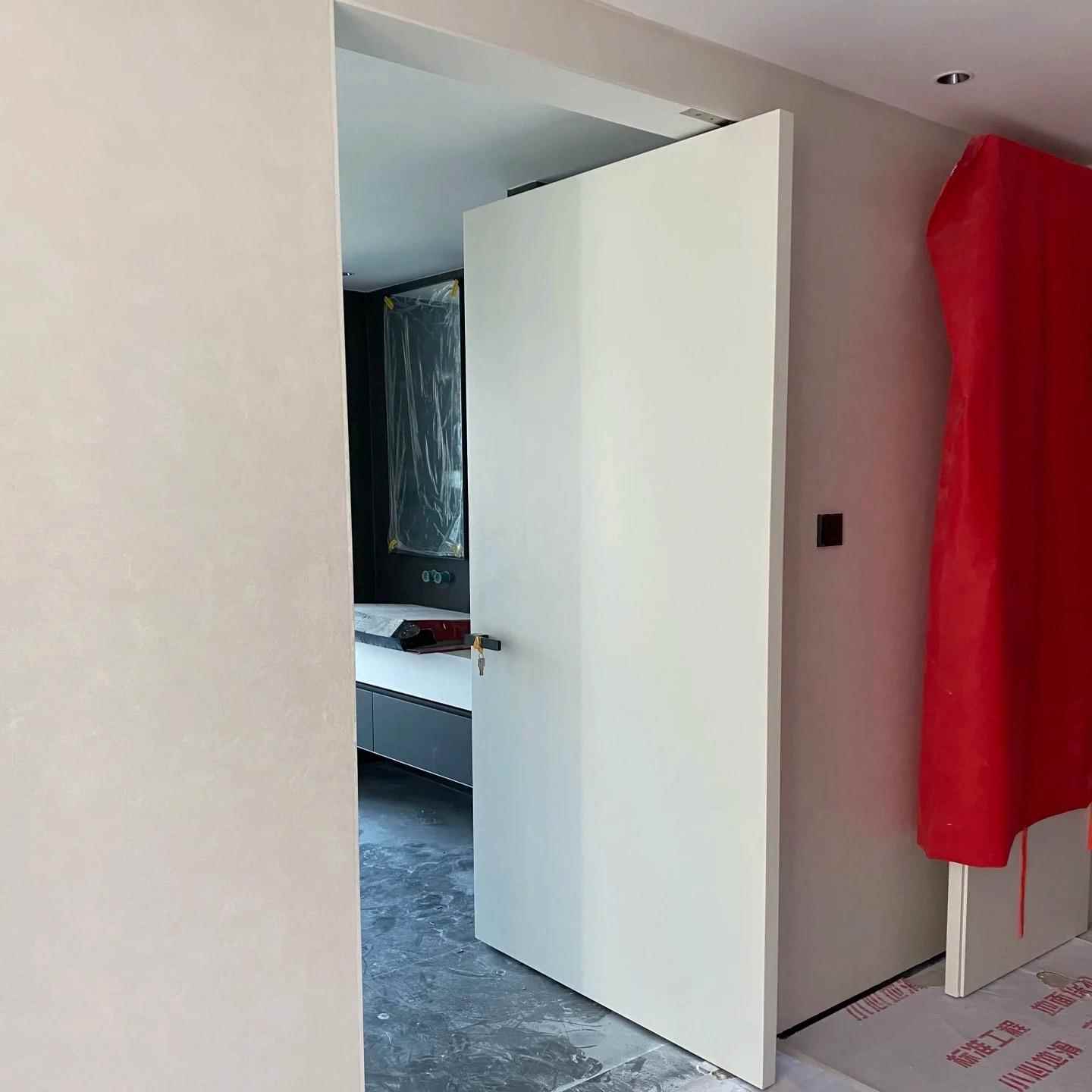 定制意式偏轴门隔断室内现代简约卧室门内外开门隐形门中轴旋转门