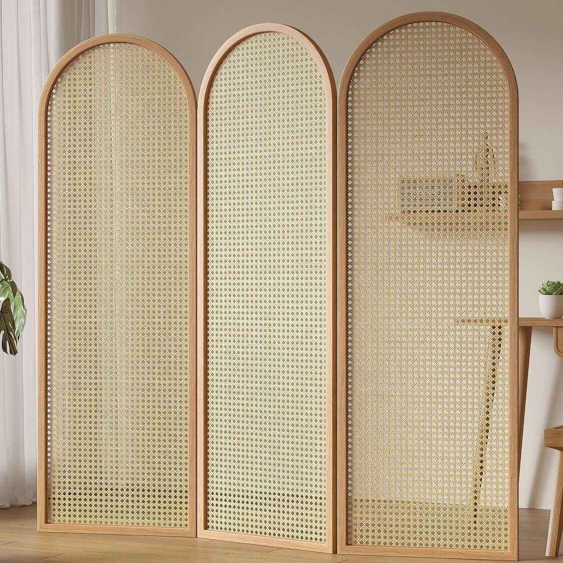 日式藤编实木屏风隔断客厅酒店大堂民宿小户简约折叠移动入户玄关