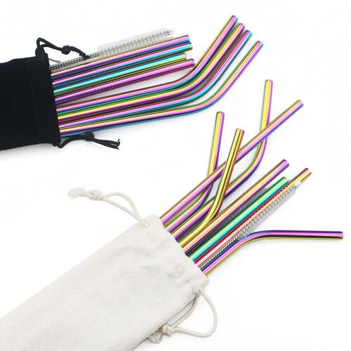 Metal Drinking Straw Stainless Steel Colorful Straws Reusab