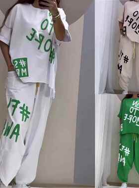 Alphabet printed sports women's suit women's clothing