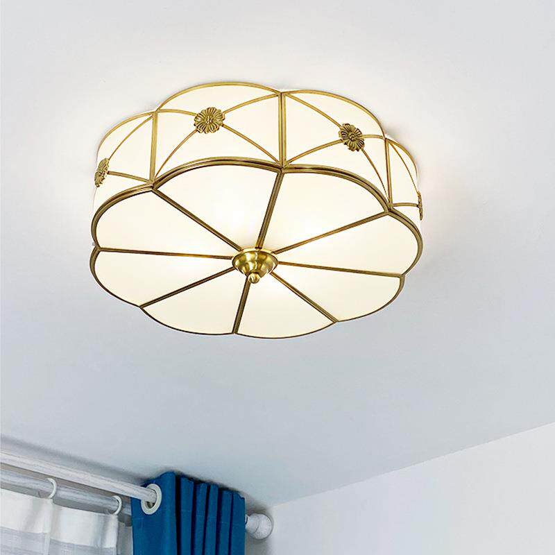 F7N2N1全铜卧室吸顶灯美式家用客厅灯书房灯简约现代圆形主卧灯房