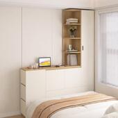 卧室床尾衣柜夹缝柜多功能储物柜床头书架床边侧边柜书桌一体