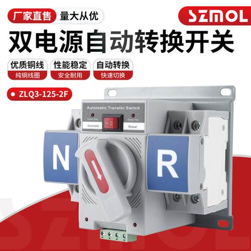 双电源自动转换开关2P63A切换开关ZLQ3-63-2F迷你型