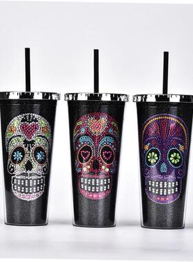 Halloween double plastic sippy cup Creative skull water cup