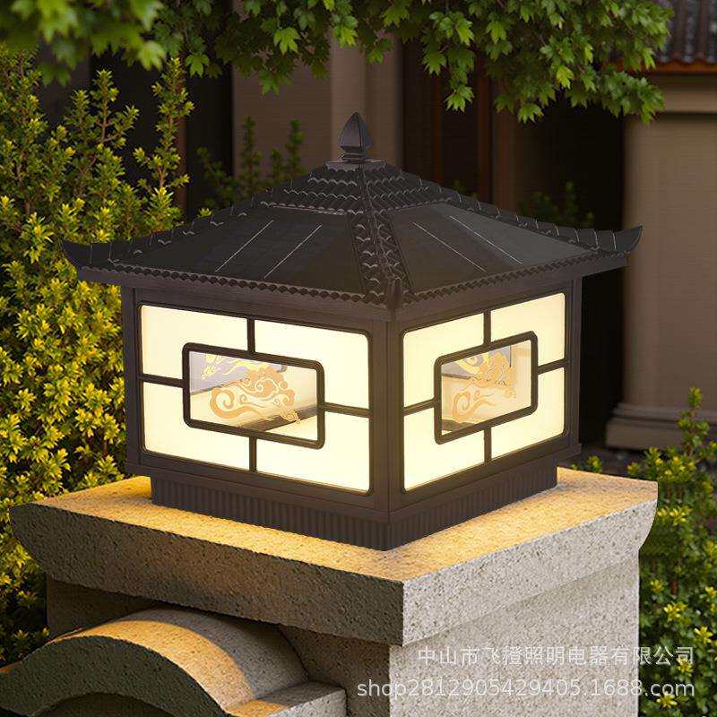 太阳能柱头灯户外防水别墅庭院灯2025新款家用LED柱子灯