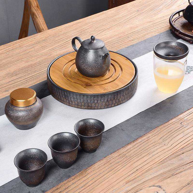 熙园旅行茶具套装便携式收纳包茶壶陶瓷茶器功户外随身泡茶盘套装