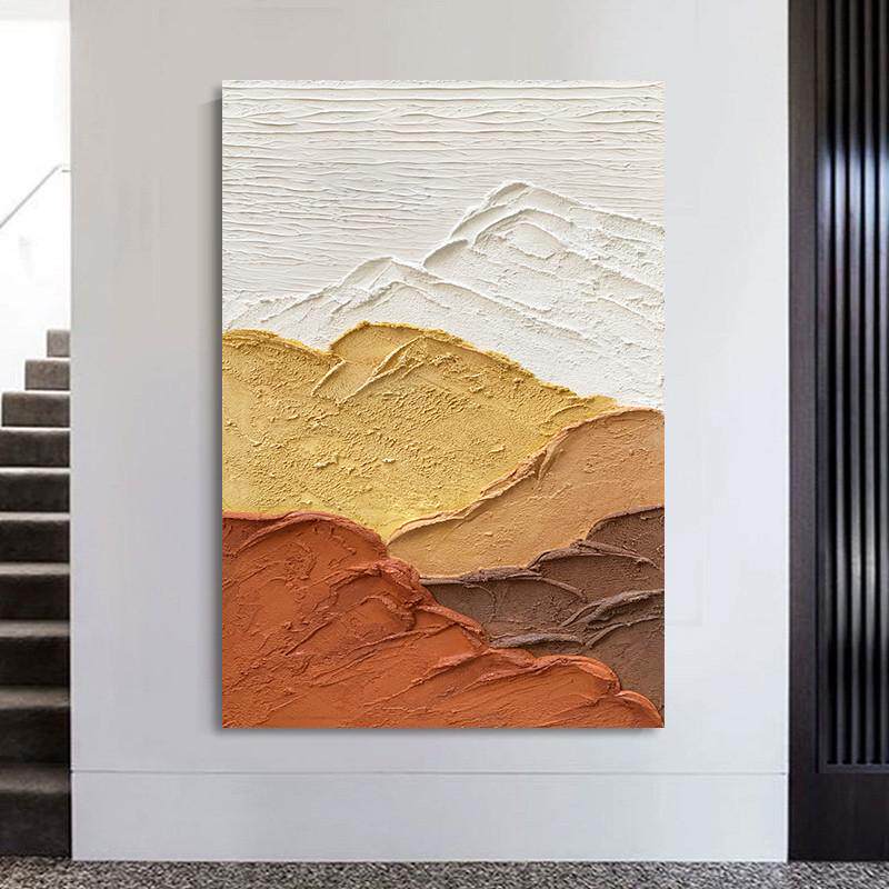 大芬油画村装饰画现代简约客厅玄关走廊挂画手绘油画《日照金山》