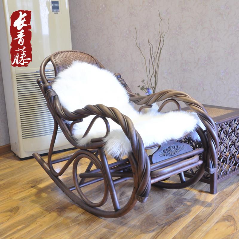长青藤真藤编休闲 靠背摇椅老人摇椅阳台藤摇椅午睡椅躺椅摇摇椅