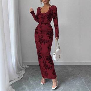 New Floral Print Sexy Draped Ruffle Belted Waist Tight Mini