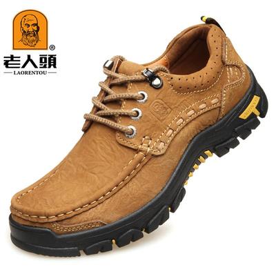 高档老人头皮鞋男2024冬季真务皮商休透闲男鞋大码气韩版系带磨砂