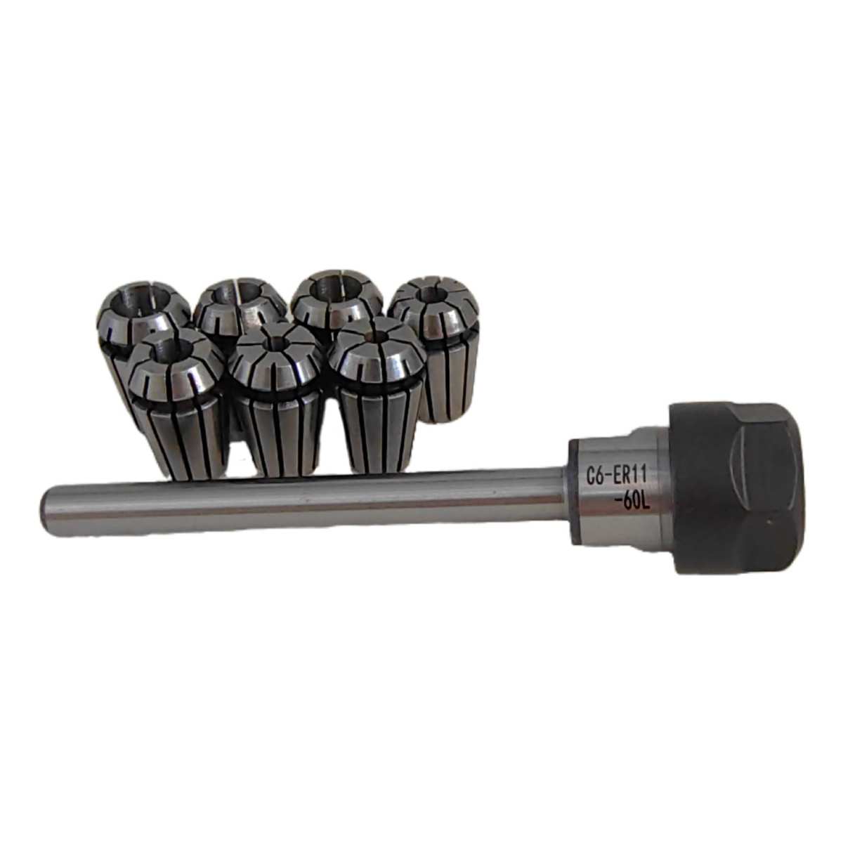 1个延长杆C6 ER11A 60L+套装筒夹ER11-7PCS 3-7mm 1/8英寸1/4英寸
