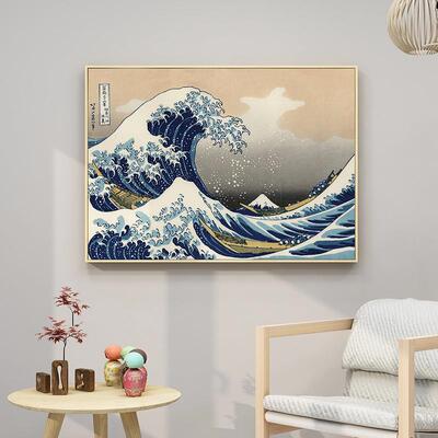 浮世绘客厅餐厅挂画葛饰北斋富岳三十六景神奈川冲浪里日式装饰画