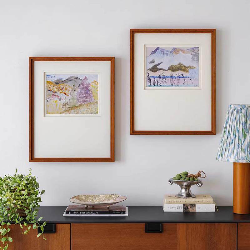 北欧小众艺术客厅装饰画法式中古风餐厅玄关柜挂画书房原木风壁画