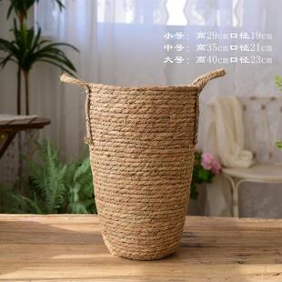 藤编花盆编织篮花盆草编花盆收纳篮大尺寸花盆装 饰篮子花盆收纳筐