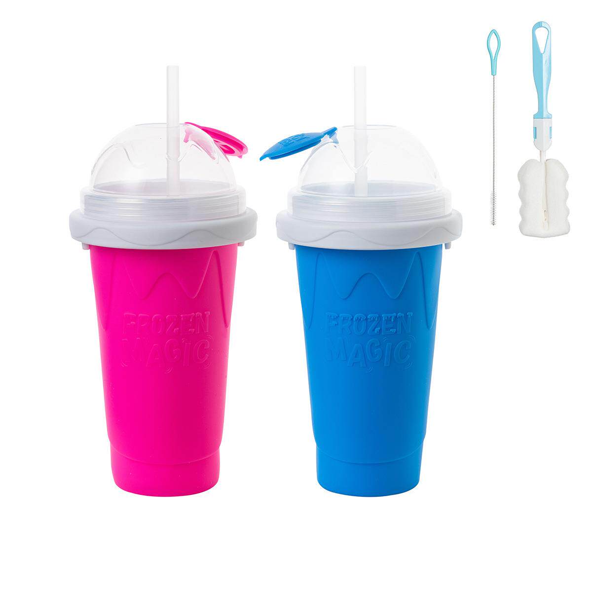 SlushyCup制冰杯双层硅胶杯捏杯夏季冰沙挤压儿童泥泞双层隔热