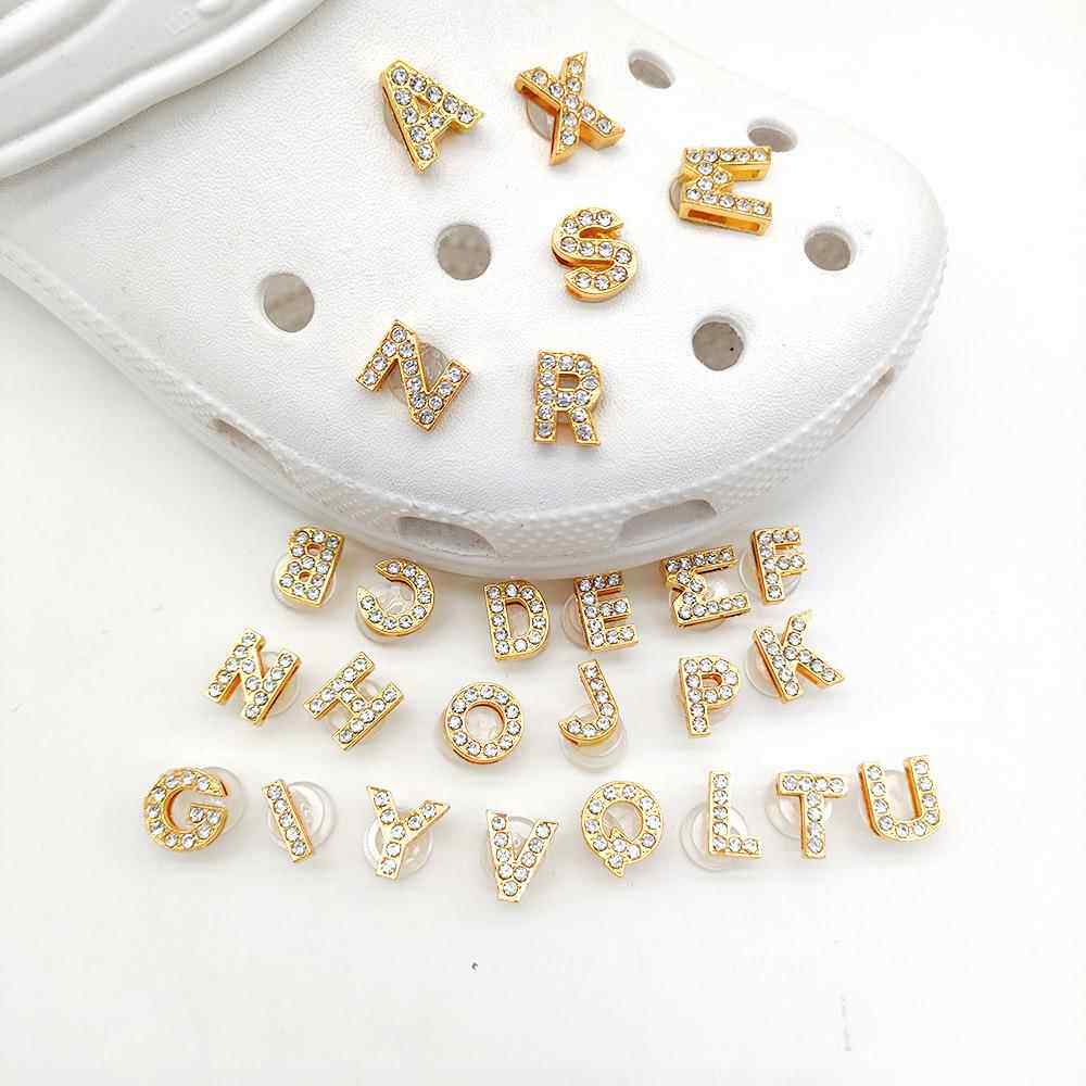 合金金色字母项链DIY洞洞鞋鞋花装饰 百搭时尚鞋扣croc