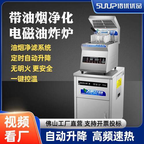 商用电炸炉油烟净化油炸锅自动升降电炸锅单双缸立式大容量油炸炉