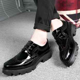 正品美鞋发亮黑皮内增高男鞋8cm皮真增男士皮鞋高鞋6cm高帮商务休