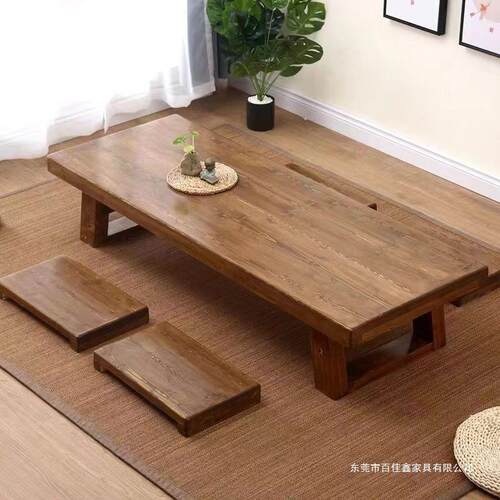 简约纯实木日式茶桌禅意阳台榻榻米茶几长条矮桌简易经济型长条桌