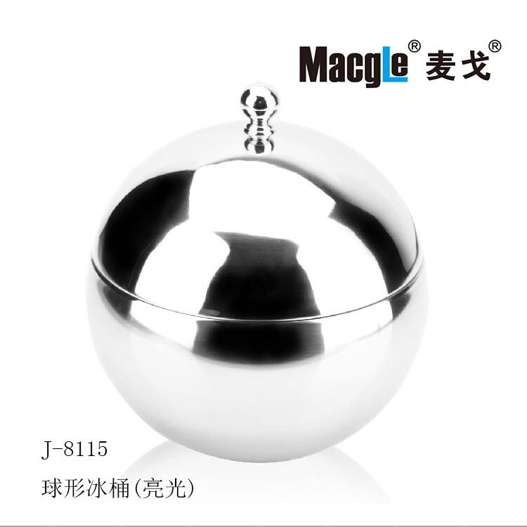 不锈钢球形双层带盖保温冰粒桶/酒吧KTV彩色透明球形红酒冰桶