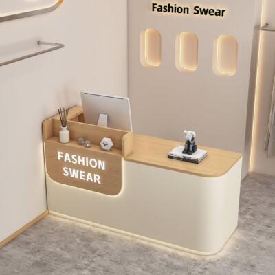 原木风服装店收银柜台店铺小型美容院理髲前台接待台女装店网红吧