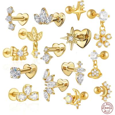 AIDE Heart Round Ball Flat Helix Piercing Earring 925